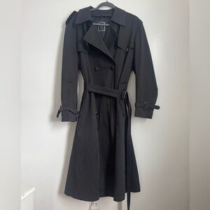 VTG Christian Dior Monsieur Black Trench Coat 42R Belted Grey Or Faded Black